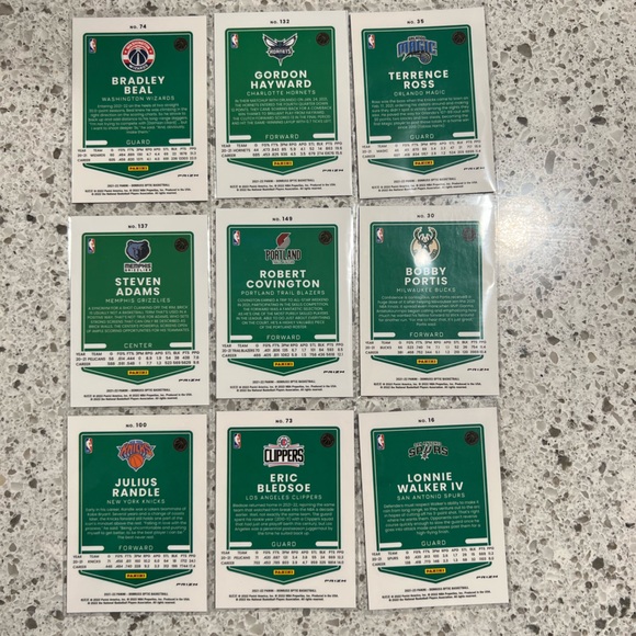 NBA 9 CARD LOT BLUE VELOCITY PRIZM CARDS BRADLEY BEAL LONNIE WALKER STEVE ADAMS - Picture 4 of 4